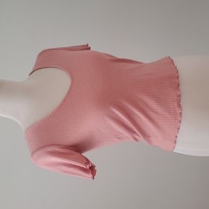 Takara women's rose colored ribbed blouse